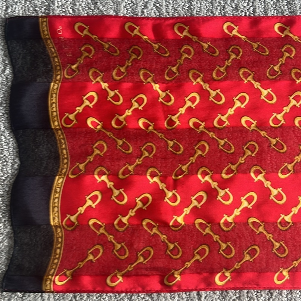 Echo Red and Gold Silk Scarf | Vintage | Western | Equestrian | Quiet Luxury - Picture 6 of 10